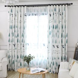 Curtain Curtains Simple Modern Nordic Elk Printing For Living Room Bedroom Balcony French Window
