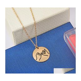 Pendant Necklaces Engraved Sign Language Necklace I Love You Pinky Swear Okay Hand Gestures Sister Friends Carshop2006 Drop Delivery Dh5I7