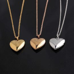 Pendant Necklaces Fnixtar Mirror Polish Stainless Steel Love Heart Photo Frame DIY Memory Locket Pendant Necklace 10pieces/lot G230206