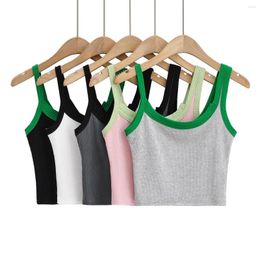 Women's Tanks Sexy Cropped Tops Women 2023 Pink Camisoles For White Crop Top Color Block Cute Black Cami Patchwork Punk Clothes