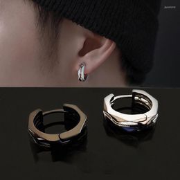 Hoop Earrings 1Pair Double-Layered Stainless Steel For Men Punk Geometric Three-dimensional Design Pierced Hip Hop Jewelry 12MM
