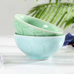 Bowls 4.5inch Chinese Rice Bowl Longquan Celadon Ceramic Home Vintage Dinnerware Fruit Salad Container Tableware Creative