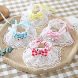 Dog Collars Lace Bowknot Collar With Bell Cat Neckerchief Pet Cats Kitten Puppy Bib Necklace Necktie Neck Strap Scarf Accessories