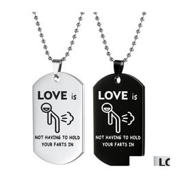 Pendant Necklaces European And American Stainless Steel Jewellery Couple Keychain Gift Necklace Cartoon Abstract Love Christmas Carsho Dhdbv