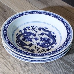 Plates Chinese Blue And White Porcelain Dinner Jingdezhen Ceramic Plate Vintage Round Steak Dish Fruit Cake Tableware