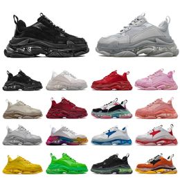 Triple S Men Women 17FW Dad Running Shoes Sneaker Clear Bubble Bottom Black Red Pink Green Grey Multi Colour Old Grandpa Trainer Sports Sneakers Chaussures