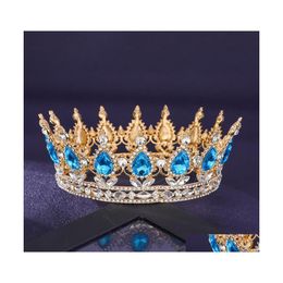 Tiaras Gold Purple Queen King Bridal Crown For Women Headdress Prom Pageant Wedding And Crowns Hair Jewelry Accessories C3 Drop Deliv Dhs5G