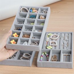 Storage Boxes Fashion Portable Velvet Jewellery Organiser Tray Ring Necklace Display Box Earring Showcase Drawer 1/3Pcs