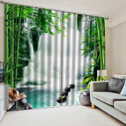 Curtain Custom Any Size Po Green Scenery Waterfall Curtains Luxury Blackout 3D Window For Living Room Office Bedroom