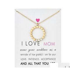 Pendant Necklaces I Love Mom Circle Choker With Card Gold Sier Cz Chain For Women Fashion Jewellery Mothers Day Gift 819 Drop Delivery Dhqwi