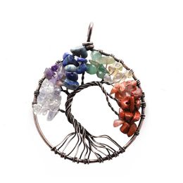 Pendant Necklaces Rainbow Chakra Tree Of Life Quartz Wisdom Choker Necklac Yzedibleshop Drop Delivery Jewelry Pendants Dhsje