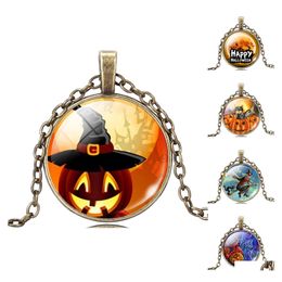 Pendant Necklaces Fashion Necklace Jewellery Time Gem Alloy Chain Jackolantern Witch For Women Man Halloween Drop Delivery Pendants Otuoc