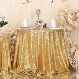 Table Cloth Round 23.62in Sequin Tablecloth Glitter Gold Wedding Party Christmas Tea Home Birthday Banquet Decor J3e7