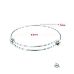 Bangle Stainless Steel Expandable Wire Bracelets For Men Women Jewelry Findings Fashion Diy Sier Charm Bracelet Drop Delivery Dhyr1