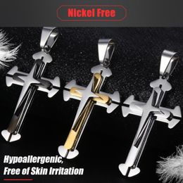 Pendant Necklaces Davieslee 15 Styles Multi Layers Cross For Men Gold Black Silver Colour Stainless Steel Clear CZ Trendy Jewellery LKPP1Pendan