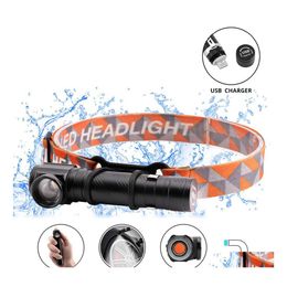 Head Lamps Mtifunction Rechargeable Led Headlamp Flashlight T6 4000Lm Headlight Can Be Used As A And Work Light Drop Delivery Lights Dhaho
