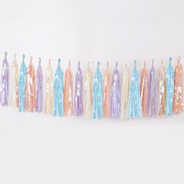 Decoración de fiestas Paper iridisco de lonteras de borde de langua para baby shower bautismo de boda cumpleaños bricolaje de decoración colgante proveedores