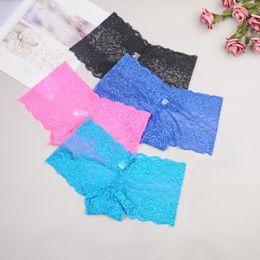 Women's plus size lace sexy boxer briefs transparent lace panties Lingerie