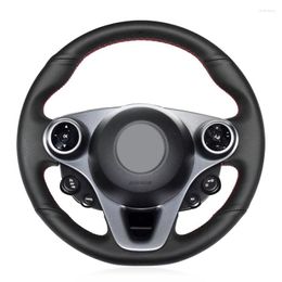 Steering Wheel Covers Hand-stitched Black Artificial Leather Car Cover For Smart Fortwo Forfour 2023