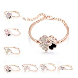 Charm Bracelets Crystal Bangle Cuff Letter Love Diamond Inspirational Jewellery Lucky Bracelet Drop Delivery Dhifs