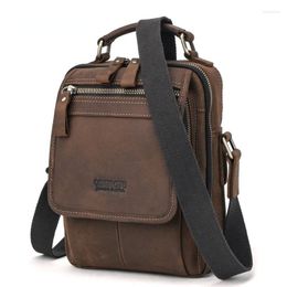 Waist Bags Design Mad Horse Cowhide Men's Designer Messenger Trend Luxury Harness Leather Fashion Shoulder Bag High-quality