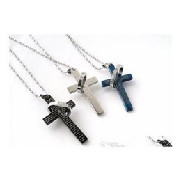 Pendant Necklaces Men Stainless Steel Necklace Statement The Bible Cross Titanium Man Lovers Carshop2006 Drop Delivery Jewelry Pendan Dhlrh