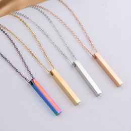 High Quality Stainless Steel Blank Bar Necklaces for Men Women Geometric Square Bar Pendant Necklace Pendants DIY Customise Jewellery Wholesale