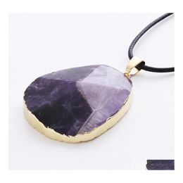 Pendant Necklaces Amethyst Stone Necklace Health Lucky Irregar Crystals Diy Handmade Material Special Jewellery Carshop2006 Drop Deliv Dhjur