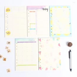Cartoon 6 Holes Refiling Inner Paper Core For Spiral Notebooks:daily Weekly Monthly Planner Grid Line Replacement A5 A6