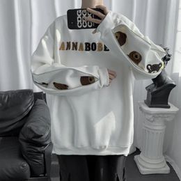 Men's Hoodies & Sweatshirts 2023Couple Outfit Embroidered Bear Men And Women Autumn Winter Personalized Sleeve Zipper Loose Pullover Sweatsh