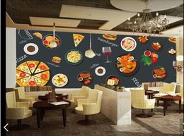 Wallpapers Hamburger FAST RESTAURANT Wallpaper 3D Wall Mural For Walls Living Room Bedroom Decor PIZZA Coffee Shop Paper