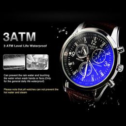Wristwatches 2023 Mens Watches Top Casual Watch Clock Fashion Faux Leather Blue Ray Analogue Quarts Erkek Kol Saati