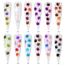 Nail Polish 12 Colours Maples Leaf Decoration Sequins Multicolor Shiny DIY Decors Set SOYW889