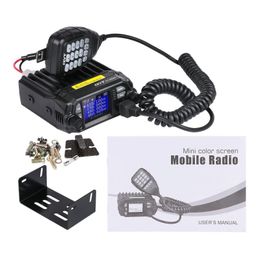 Walkie Talkie Colour Screen Car Quad Display 25W Dual Band UHF/VHF Mini Mobile Radio KT8900D