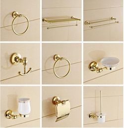Bath Accessory Set Modern Sanitary Hardware Gold Finished Bathroom Accessories Products Towel Holder Bar Ring