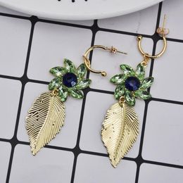Dangle Earrings & Chandelier Leaf Pendant Women Rhinestone Color Wild Trend Accessories European American Trends Jewerly