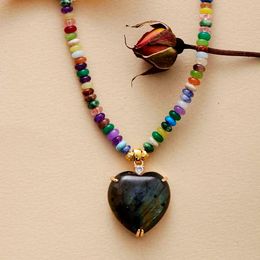 Pendant Necklaces Spiritual Stones Beads Heart Pendant Energy Balance Necklace Designer Women Strand Collar Choker Necklaces Wedding Jewelry G230206
