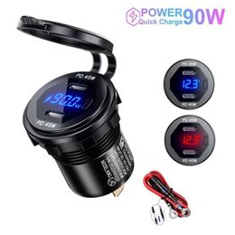 Cell Phone Chargers 90W Dual USB Charger Socket Power Outlet Adapter 12V 24V Waterproof Dual USB Ports Fast Charge for Car Boat SUV Sedan RV 230206