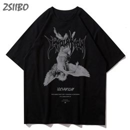 Men's T-Shirts Harajuku Art Fallen Angel Mens T-shirt Summer Cool Unisex Hip Hop Funny Printed Tshirt Casual T Shirt Streetwear Tops 230206