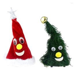 Christmas Decorations Electric Personality Singing Tree Animated Music Hat & Toys Ornament Gifts For Kids Adults Party Decor