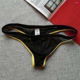 Underpants Men Sexy Low Waist Transparent Ultra-thin Breathable Thong Briefs Underwear Mesh Men's