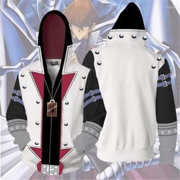 Men's Hoodies Mens Sweatshirt Anime YuGi-OH Zipper Hooded 3D Printed Zip Up Hoodie Casual Polyester