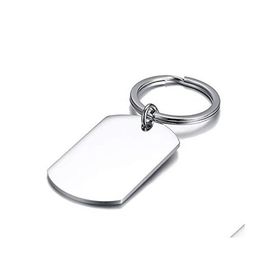 Charms Custom Personalised Engraving Stainless Steel Charm For Necklace Keychain Fashion Blank Dog Tag Military Pendant Diy Polished Dhu1M