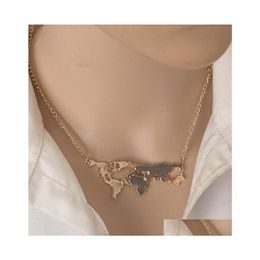 Pendant Necklaces Europe Fashion Jewellery World Map Necklace Chain Choker Drop Delivery Pendants Dhntn