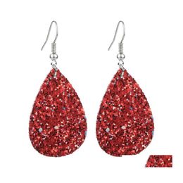 Dangle Chandelier Classic Sequin Glitter Pu Leather Earrings For Women Personalized Star Teardrop Jewelry Statement 3588 Q2 Drop De Dhk6K