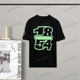 xinxinbuy Men designer Tee t shirt 23ss paris 1854 pattern Knitted short sleeve cotton women black Beige green XS-2XL