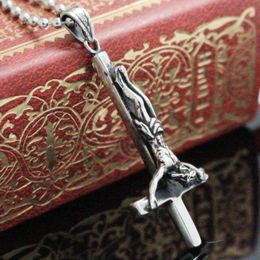 Pendant Necklaces Stainless Steel Satan Inverted Cross Pendant Necklace Devil Lucifer Satanic Jewelry High Quality Fashion Jewelry G230206