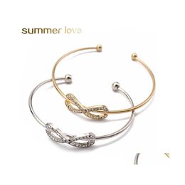 Bangle Gold Sier Crystal Rhinestone Charm Infinite Bracelets Bangles For Women Number 8 Love Cuff Fashion Open Arm Jewellery Drop Deliv Dh61E