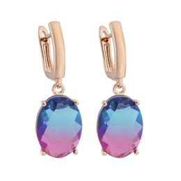 Dangle Earrings & Chandelier Style Trend Big Oval Shape Design 585 Rose Gold Colorful Metal Women Long Hanging Jewelry For 2023Dangle