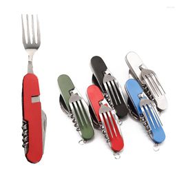 Dinnerware Sets Multi-Function Outdoor Camping Utensil Flatware Set Detachable Foldable Spoon Fork Knife Combo Mess Kit Travelling